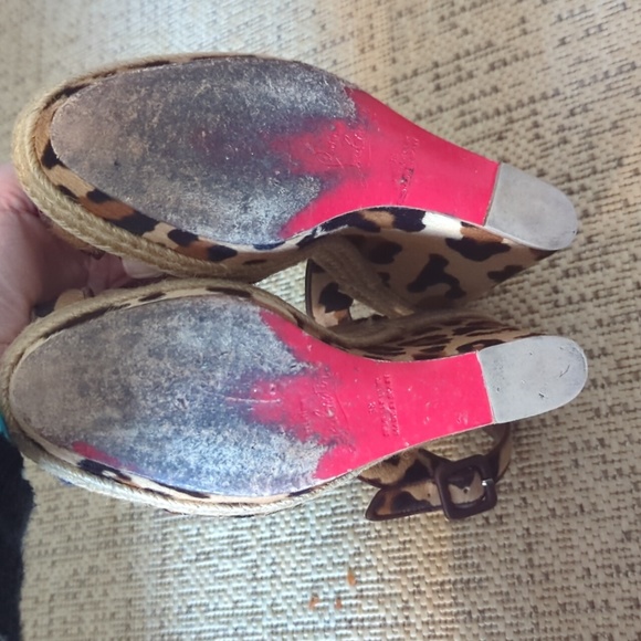 Christian Louboutin Wedge Sandals Pony Hair Leopard - Picture 3 of 8